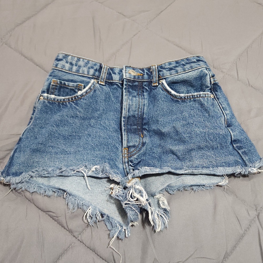Bershka Vintage Collection Shorts Women's 4 Mid Rise Button Fly Denim Festival